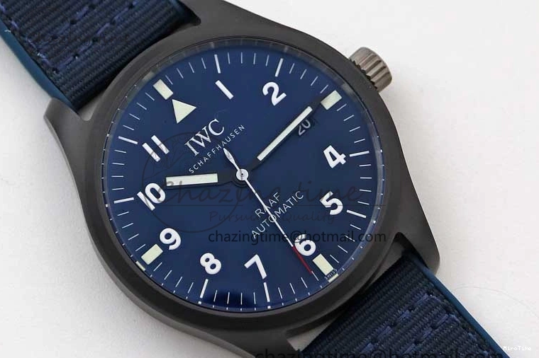 MIROTIME 0710 BestValue Mark XVIII IW328101 Black Ceramic M+F 1:1 Best Edition Blue Dial on Blue Nylon Strap A 7058